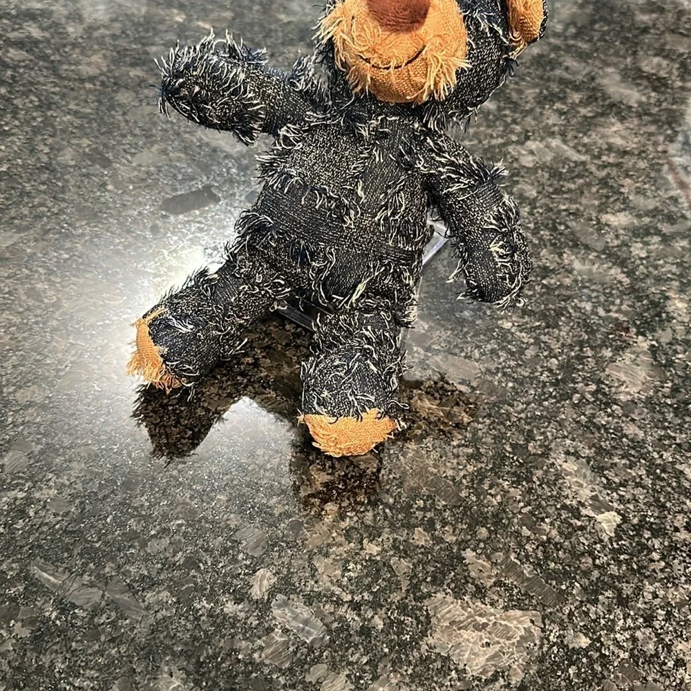 Dog Toy Denim Patchwork Teddy Bear Plush Toy w/squeakers Medium Chew Toy